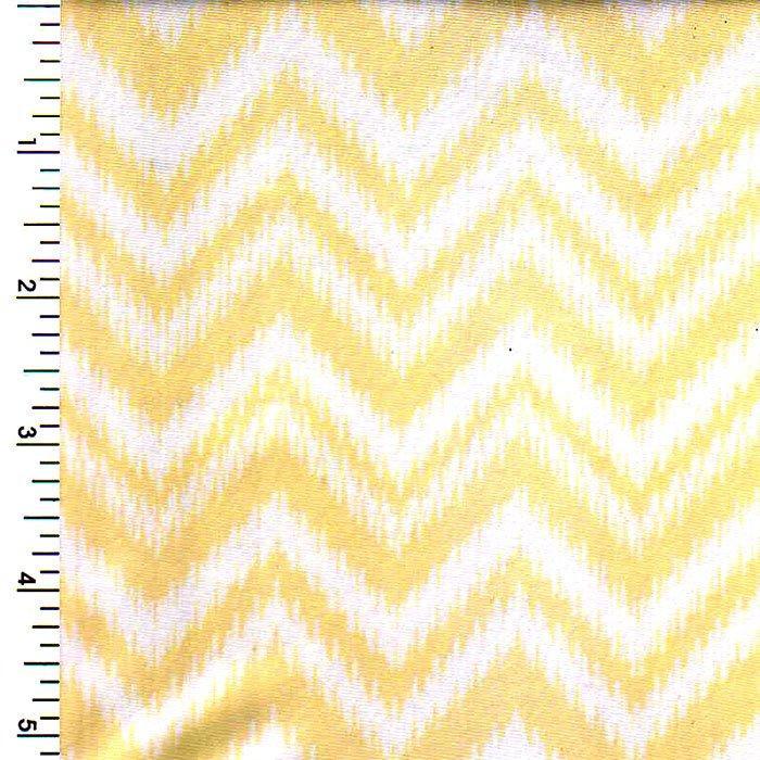 Printed Spandex Neon Yellow White Chevron