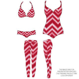 Printed Spandex Neon Yellow White Chevron