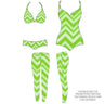Printed Spandex Neon Lime White Chevron