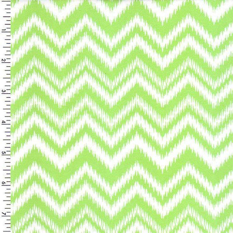 Printed Spandex Neon Lime White Chevron