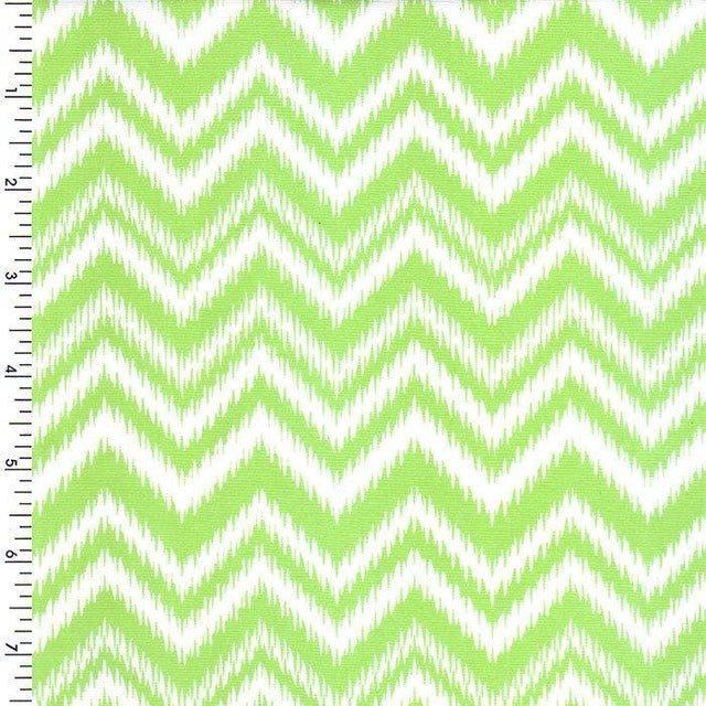 Printed Spandex Neon Lime White Chevron