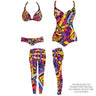 Printed Spandex Abstract Multi-Color Geometric Swimwear