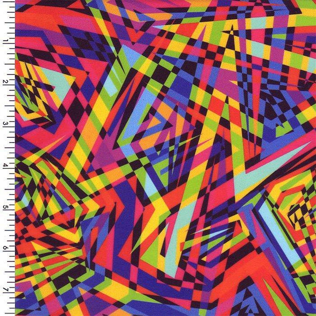 Printed Spandex Abstract Multi-Color Geometric Swimwear