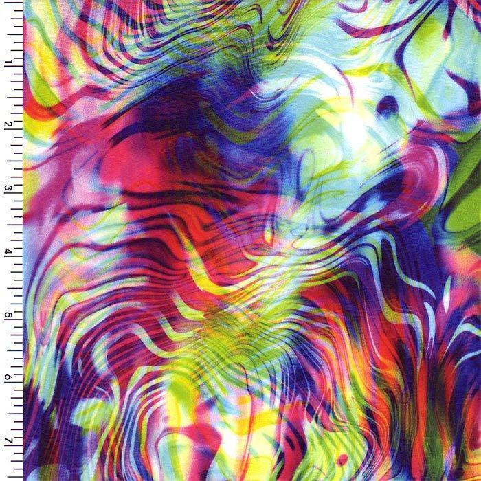Printed Spandex Abstract Rainbow Tie-Dye