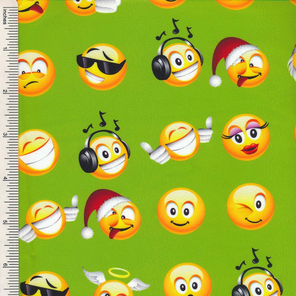 Printed Spandex Emoji Faces Icons Tricot