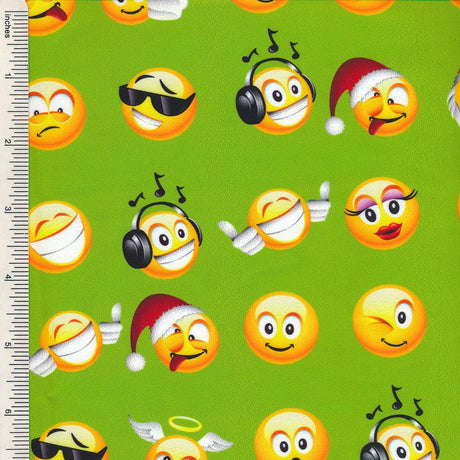 Printed Spandex Emoji Faces Icons Tricot