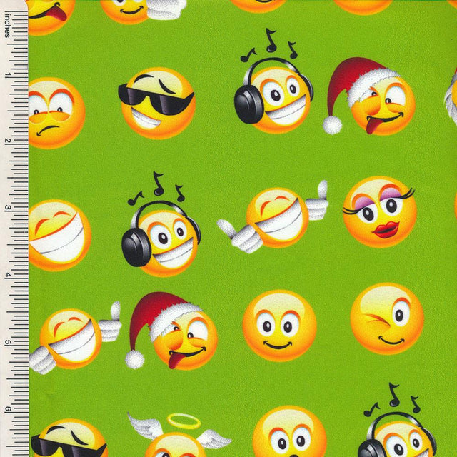 Printed Spandex Emoji Faces Icons Tricot