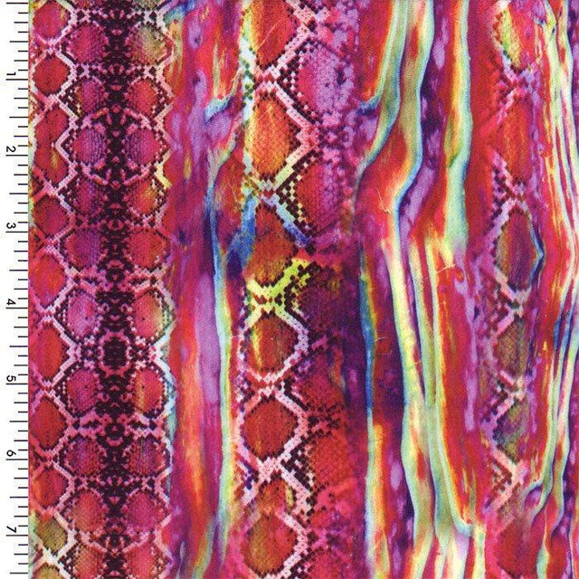 Printed Spandex Rainbow Abstract Multi-Color