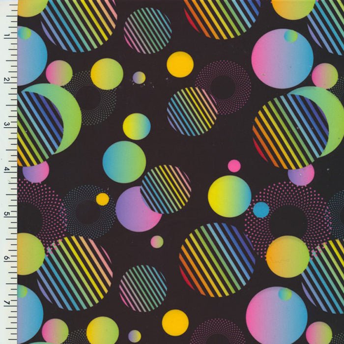 Printed Spandex Tricot Circles Swimwear Fabric