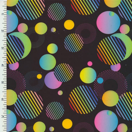 Printed Spandex Tricot Circles Swimwear Fabric