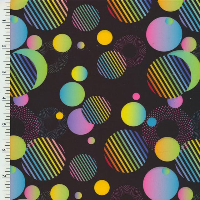 Printed Spandex Tricot Circles Swimwear Fabric