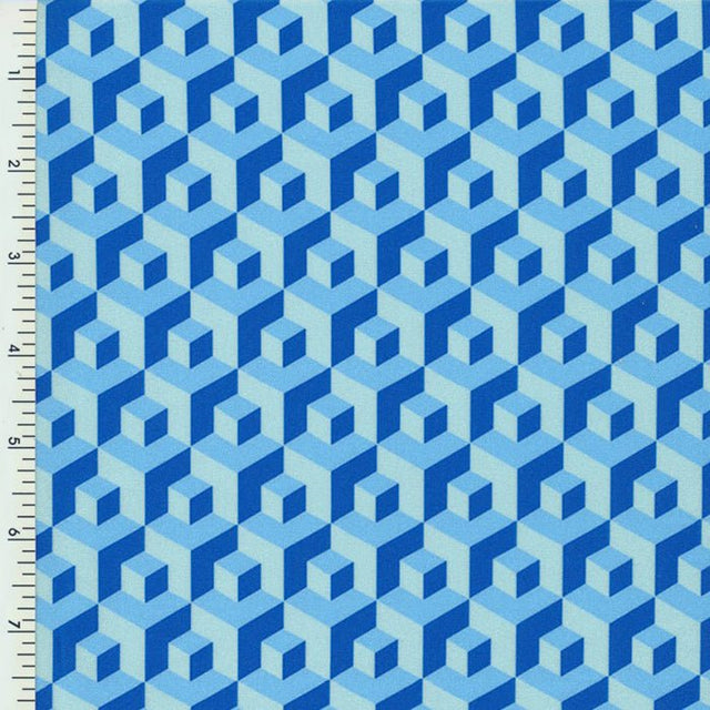 Polyester Spandex Tricot Blocks Print Swimwear Fabric