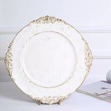 Baroque Acrylic Charger Plate 13" White Washed Gold Embossed