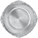 Silver Embossed Baroque Acrylic Charger Plates 13in
