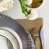 Silver Embossed Baroque Acrylic Charger Plates 13in