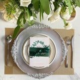 Silver Embossed Baroque Acrylic Charger Plates 13in