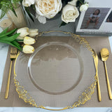 Acrylic Charger Plate 13" Clear Gold Embossed Baroque