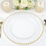 Clear Acrylic Charger Plate With Gold Beaded Rim 13"