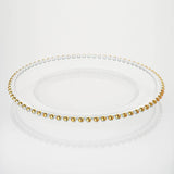 Clear Acrylic Charger Plate With Gold Beaded Rim 13"
