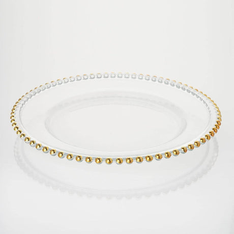 Clear Acrylic Charger Plate With Gold Beaded Rim 13"