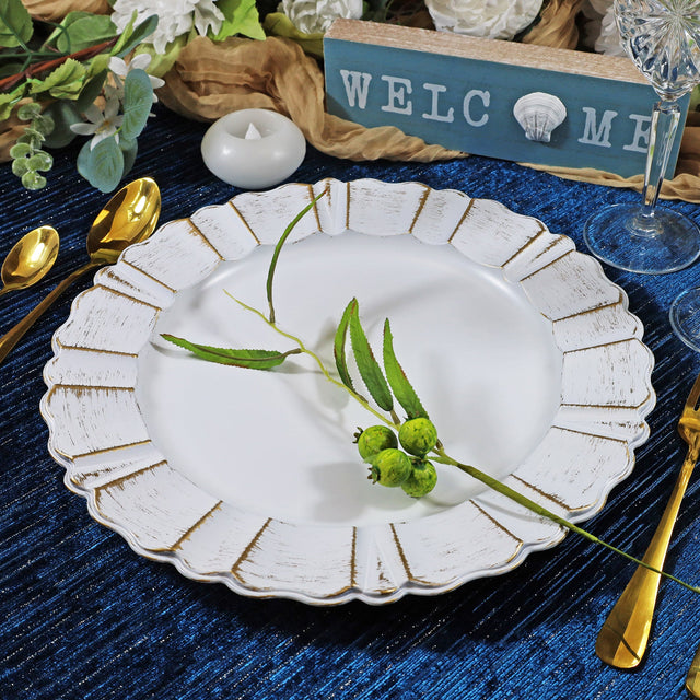 Acrylic Charger Plate 13" White Scallop Rimmed