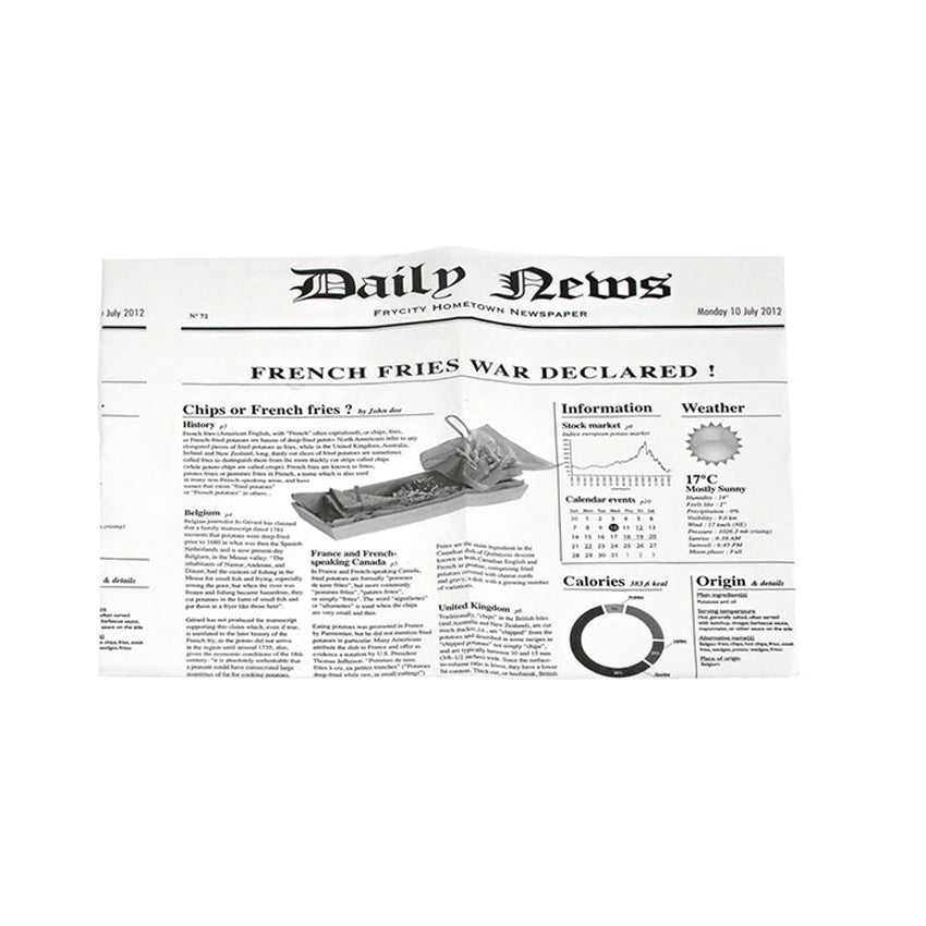 Packnwood White Greaseproof Newspaper Print Paper, 10.6" x 13.8", Case of 1000