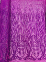 Paisley Sequin Design 4 Way Stretch Mesh Fabric - Nude Paisley Embroidered Iridescent Sequins, 48-50" Width, 36" Length (1 Yard)