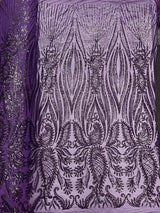Paisley Sequin Design 4 Way Stretch Mesh Fabric - Nude Paisley Embroidered Iridescent Sequins, 48-50" Width, 36" Length (1 Yard)