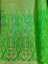 Paisley Sequin Design 4 Way Stretch Mesh Fabric - Nude Paisley Embroidered Iridescent Sequins, 48-50" Width, 36" Length (1 Yard)