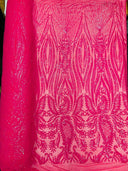 Paisley Sequin Design 4 Way Stretch Mesh Fabric - Nude Paisley Embroidered Iridescent Sequins, 48-50" Width, 36" Length (1 Yard)