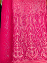 Paisley Sequin Design 4 Way Stretch Mesh Fabric - Nude Paisley Embroidered Iridescent Sequins, 48-50" Width, 36" Length (1 Yard)