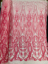 Paisley Sequin Design 4 Way Stretch Mesh Fabric - Nude Paisley Embroidered Iridescent Sequins, 48-50" Width, 36" Length (1 Yard)
