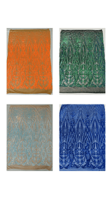 Paisley Sequin Design 4 Way Stretch Mesh Fabric - Nude Paisley Embroidered Iridescent Sequins, 48-50" Width, 36" Length (1 Yard)