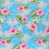 Poly Microfiber Boardshort Fabric - Palms & Hibiscus on Blue - Seconds
