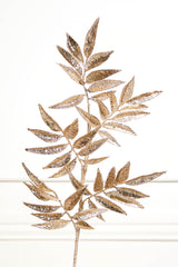 31.5 Inch Glitter Leaf Spray – Champagne | Elegant Shimmer for Sophisticated Holiday Décor