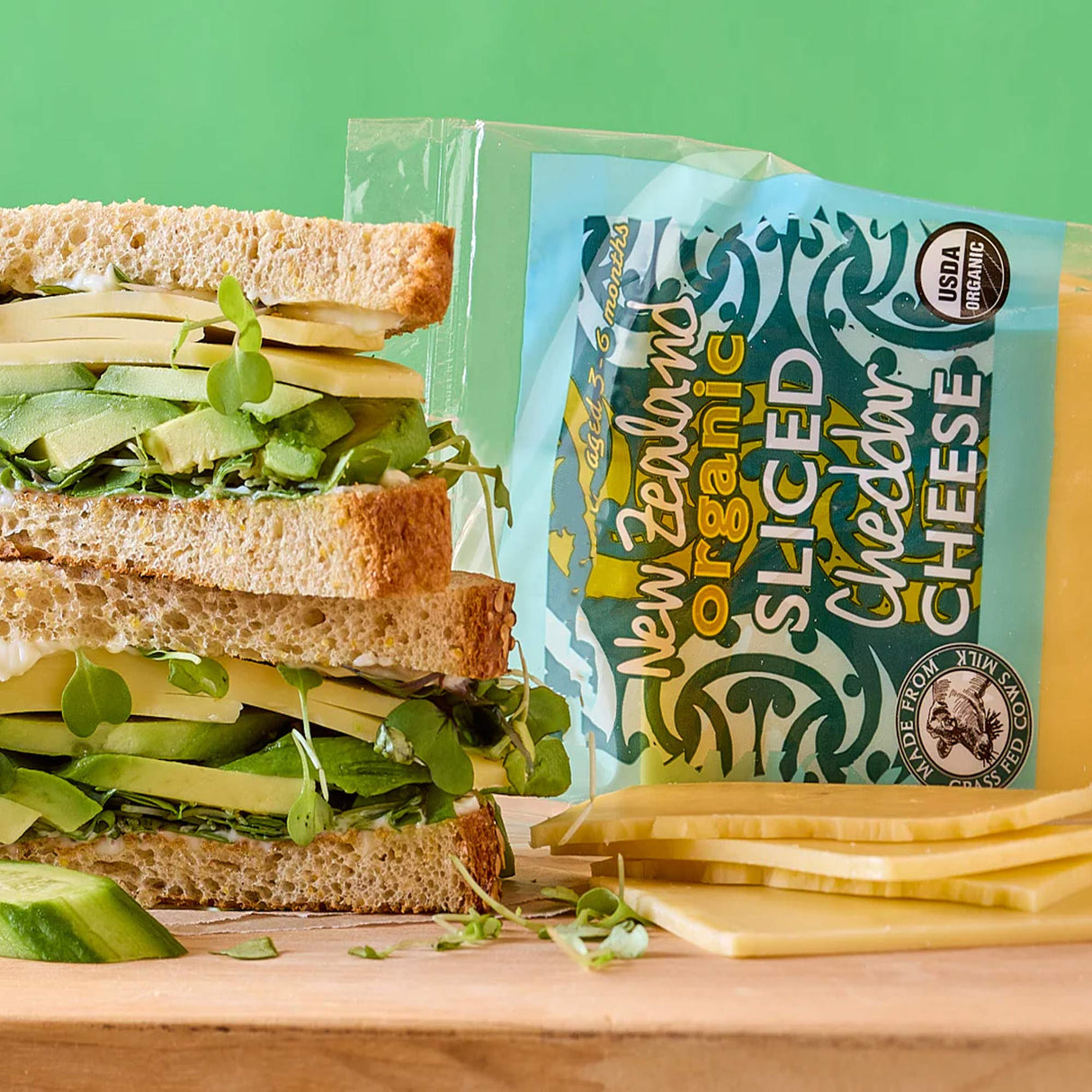 Organic Cheddar Cheese Slices Creamy Aged New Zealand Cheese