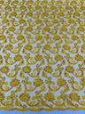 Pamela Floral Lace Polyester Fabric - Floral Corded Embroidered Sequin Lace, 50-54" Width (1 Yard)