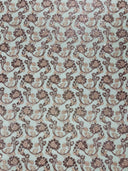 Pamela Floral Lace Polyester Fabric - Floral Corded Embroidered Sequin Lace, 50-54" Width (1 Yard)