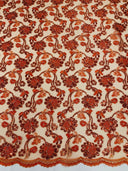 Pamela Floral Lace Polyester Fabric - Floral Corded Embroidered Sequin Lace, 50-54" Width (1 Yard)