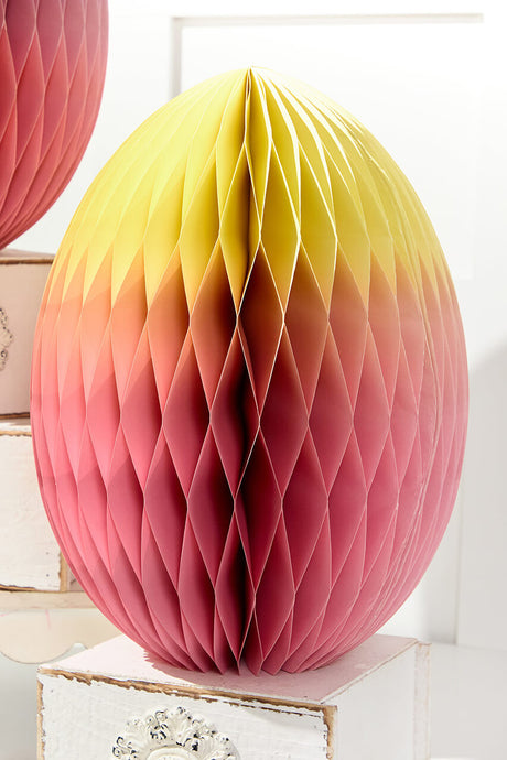14" Paper Honeycomb Ombre Egg – Festive Hanging Seasonal Decor