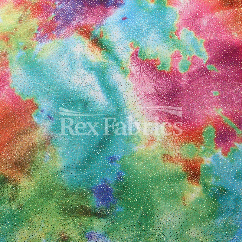 Parchment Tie Dye Poly Spandex Fabric - Rainbow/Multi Watercolor, 4-Way Stretch, 58/60" Width (1 Yard)