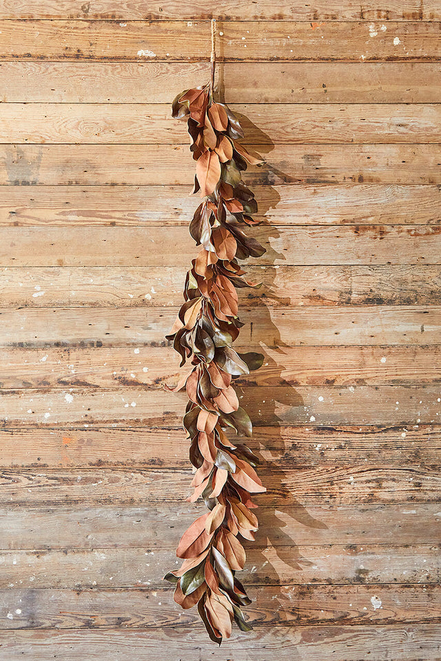 35" Bronzed Magnolia Leaf Garland