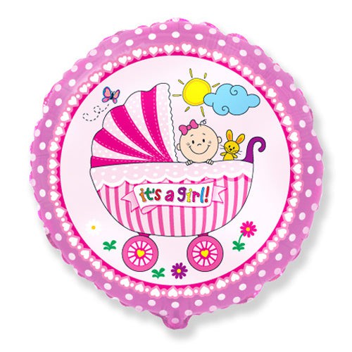 Girls Baby Buggy Foil Balloon