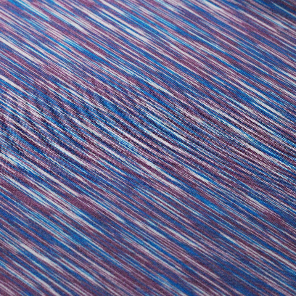 Space Dye Jersey Polyester Spandex Fabric - Multi-Color Space-Dye Stripes, 58/60" Width (1 Yard)