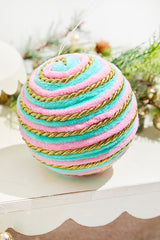 5" Aqua & Pink Twirl Ball Ornament