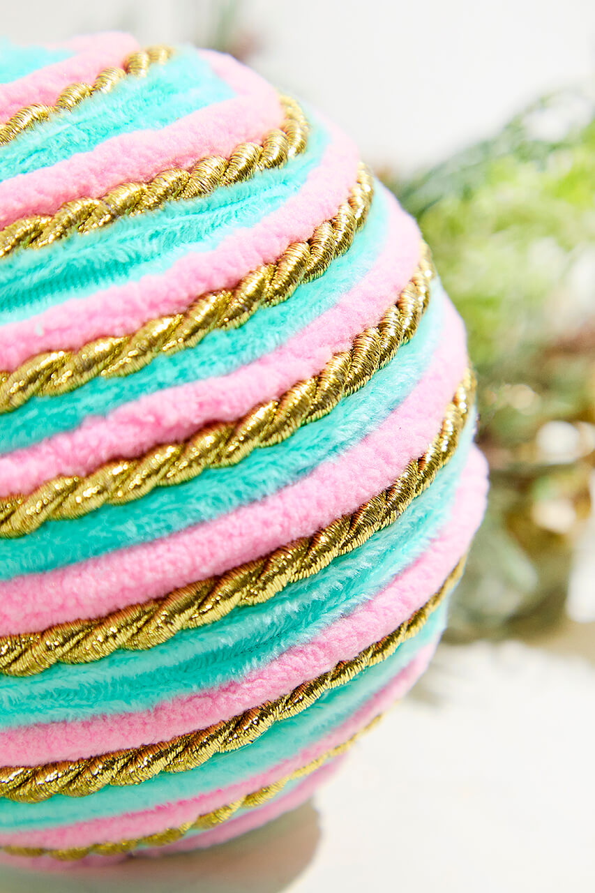 5" Aqua & Pink Twirl Ball Ornament