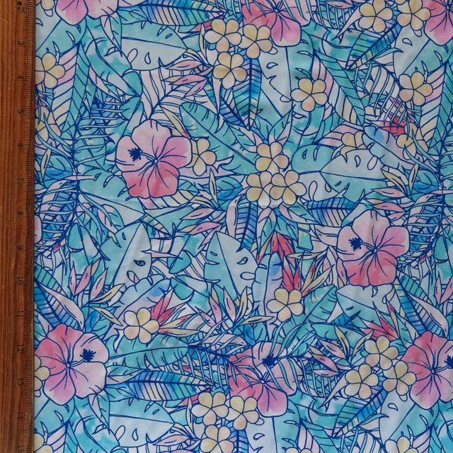 Nylon Spandex Swimsuit Fabric Pastel Paradise Floral 4-Way Stretch