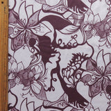 Poly Lycra Athletic Knit Fabric Wine Mauve Floral