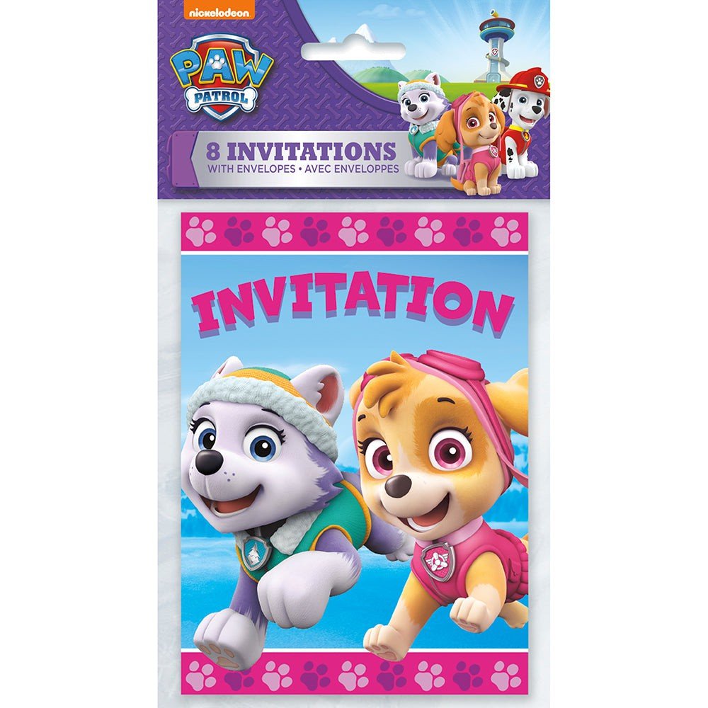 Paw Patrol Girls Invitations 8 Pack