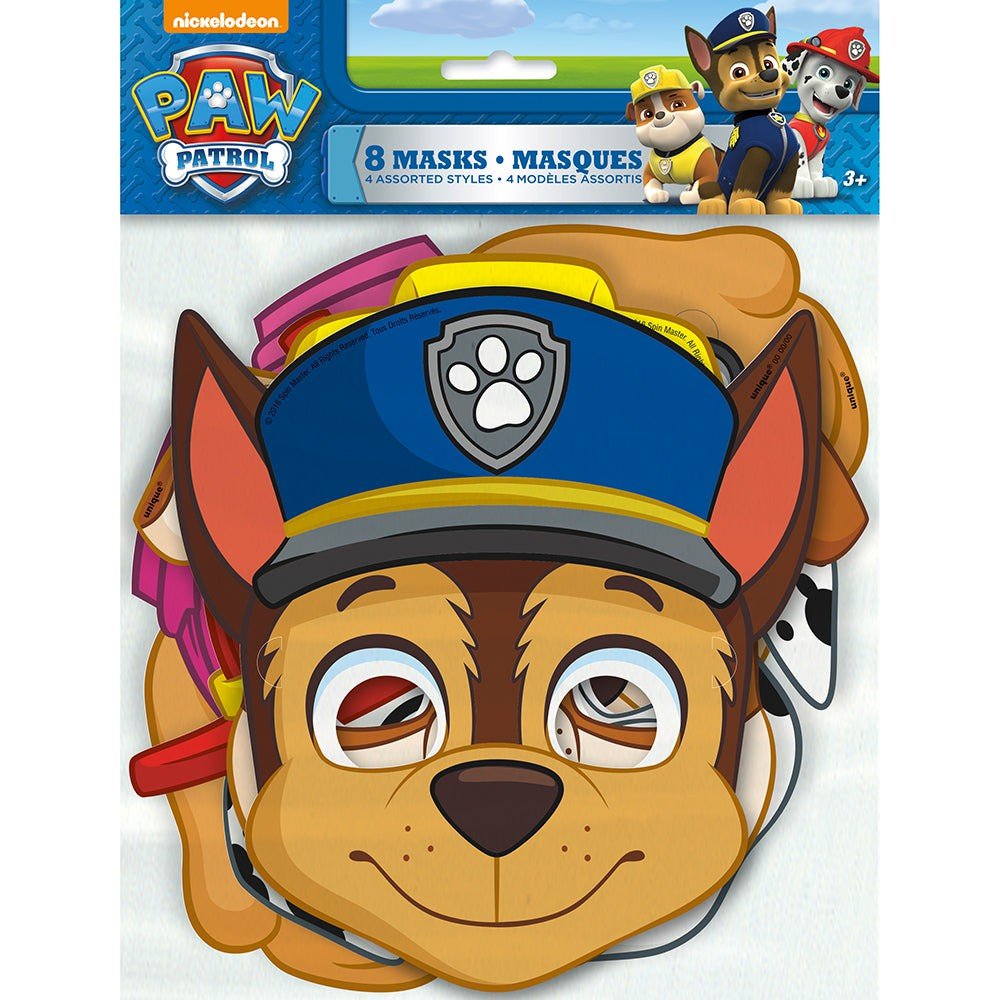 Paw Patrol Party Masks 8 Pack